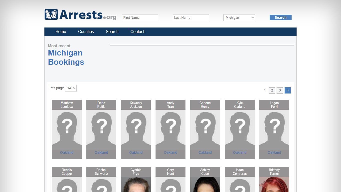 Michigan Arrests and Inmate Search